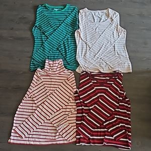 set of 4 basic striped long sleeve t-shirts
